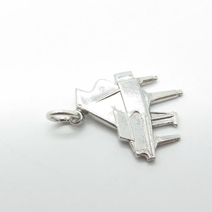 WELLS 925 Sterling Silver Vintage Piano Musical Instrument Charm Pendant