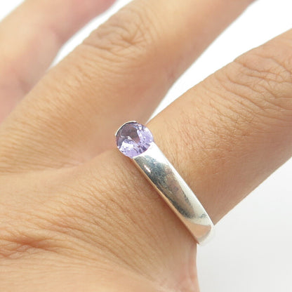 925 Sterling Silver Real Amethyst Gemstone Ring Size 8