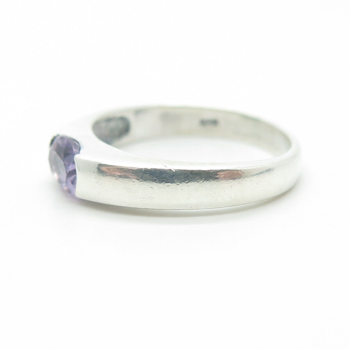 925 Sterling Silver Real Amethyst Gemstone Ring Size 8