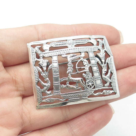 800 Silver Antique Art Deco Egypt Hunter Storyteller Pin Brooch