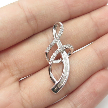 SUN 925 Sterling Silver Real Multi-Cut White Diamond Letter "J" Pendant