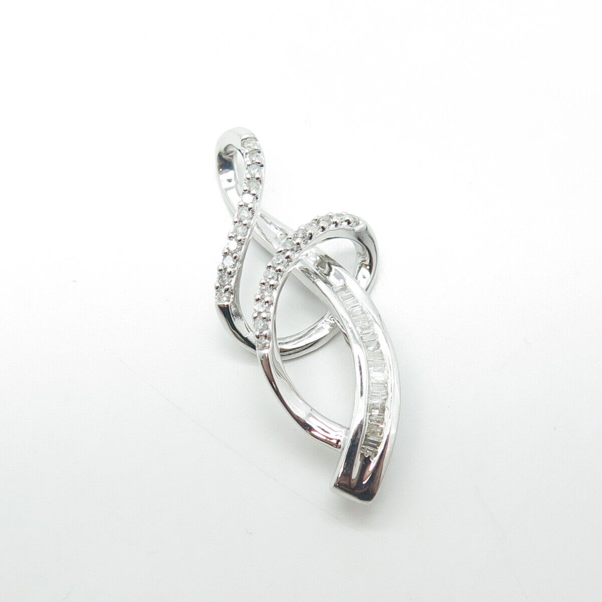 SUN 925 Sterling Silver Real Multi-Cut White Diamond Letter "J" Pendant