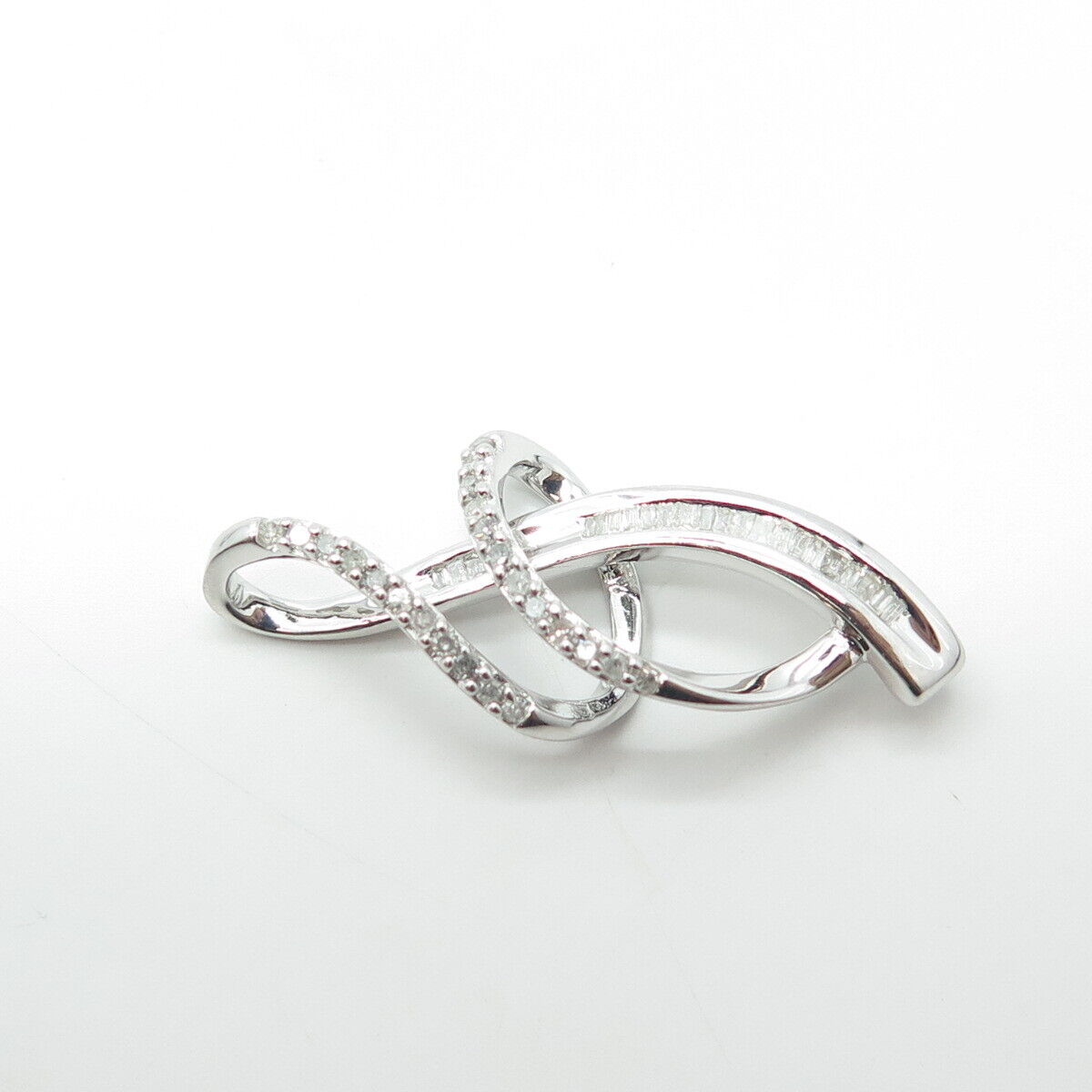 SUN 925 Sterling Silver Real Multi-Cut White Diamond Letter "J" Pendant