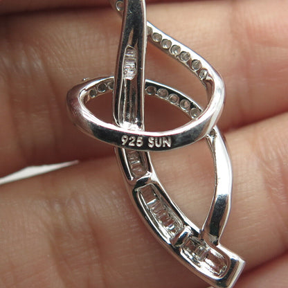 SUN 925 Sterling Silver Real Multi-Cut White Diamond Letter "J" Pendant