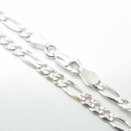 P. LUX 925 Sterling Silver Vintage Italy Figaro Chain Necklace 22"