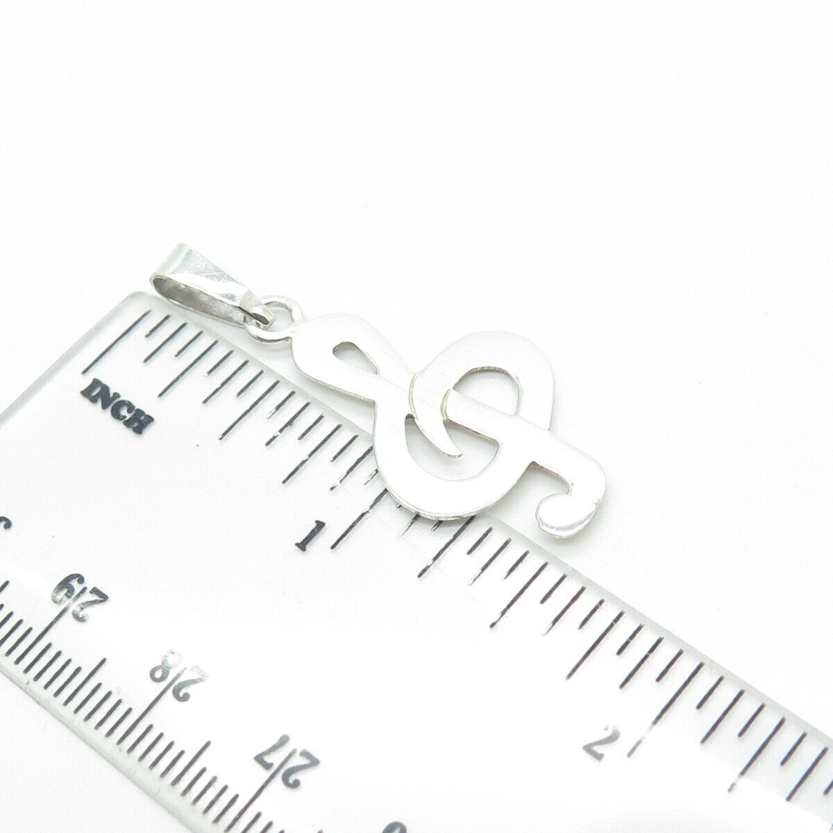 925 Sterling Silver Vintage Treble Clef Musical Note Pendant