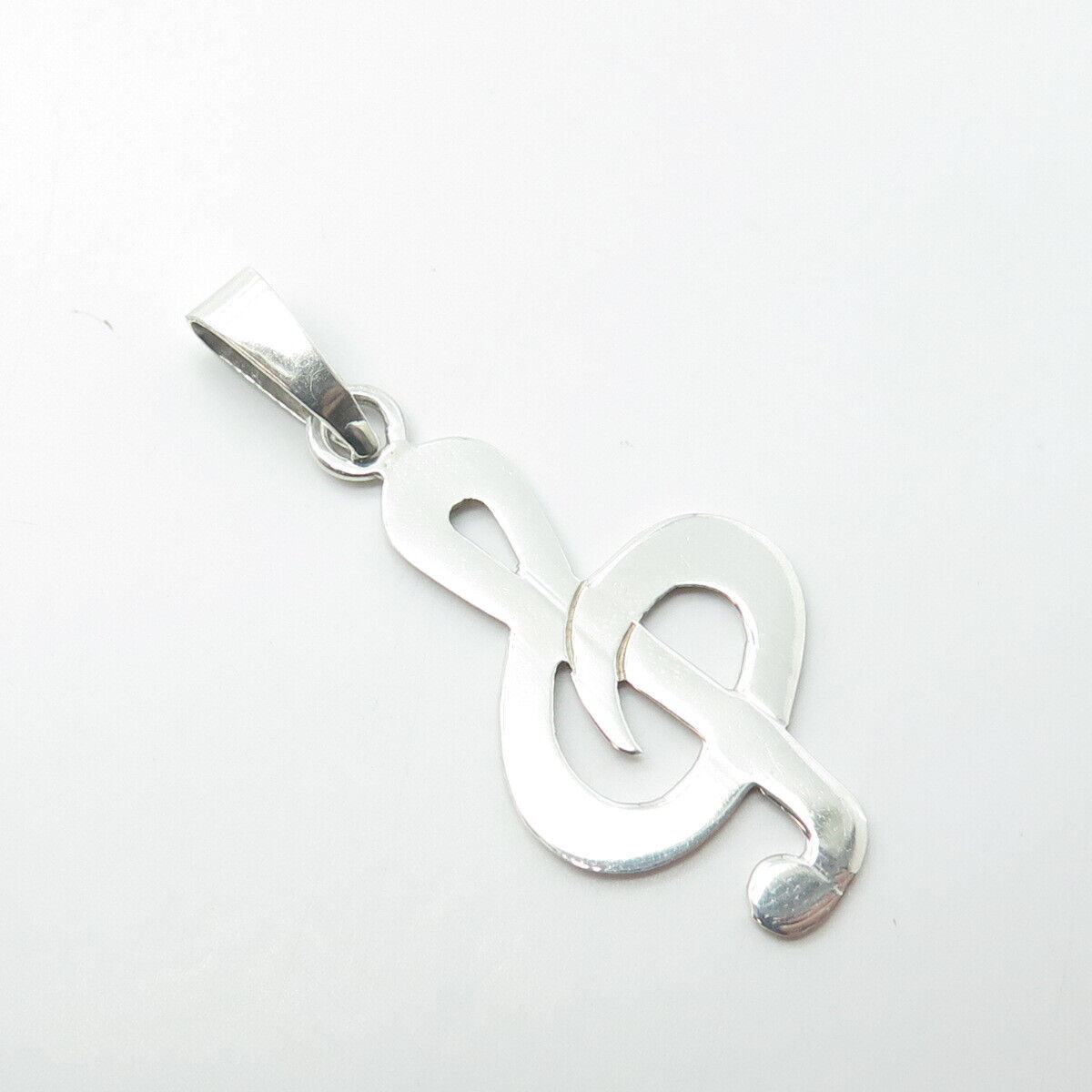 925 Sterling Silver Vintage Treble Clef Musical Note Pendant