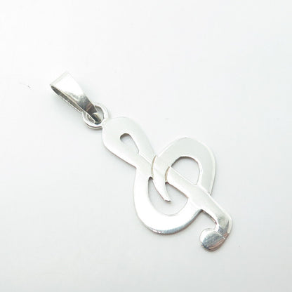 925 Sterling Silver Vintage Treble Clef Musical Note Pendant