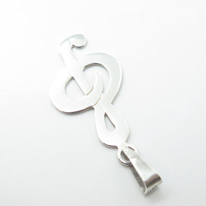 925 Sterling Silver Vintage Treble Clef Musical Note Pendant