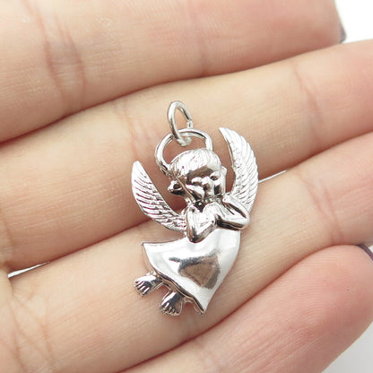 WELLS 925 Sterling Silver Vintage Christmas Baby Angel Charm Pendant