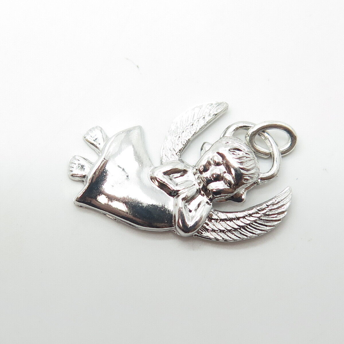 WELLS 925 Sterling Silver Vintage Christmas Baby Angel Charm Pendant