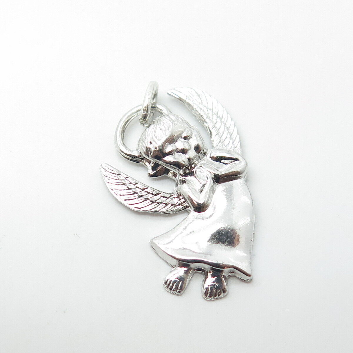 WELLS 925 Sterling Silver Vintage Christmas Baby Angel Charm Pendant