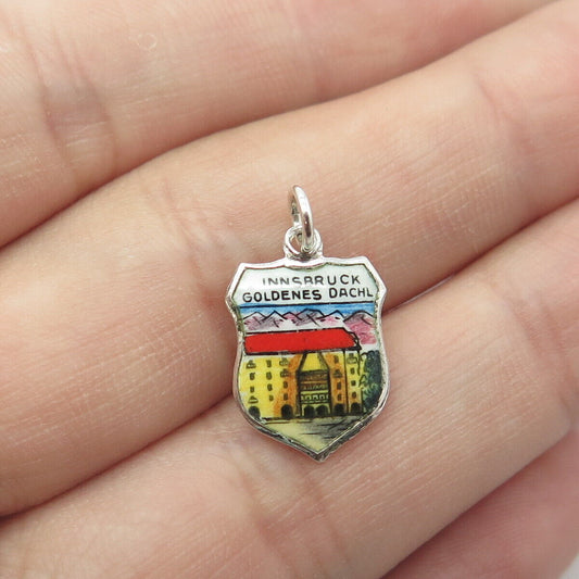 800 Silver Vintage EHi Enamel Innsbruck Goldenes Dachl Charm Pendant