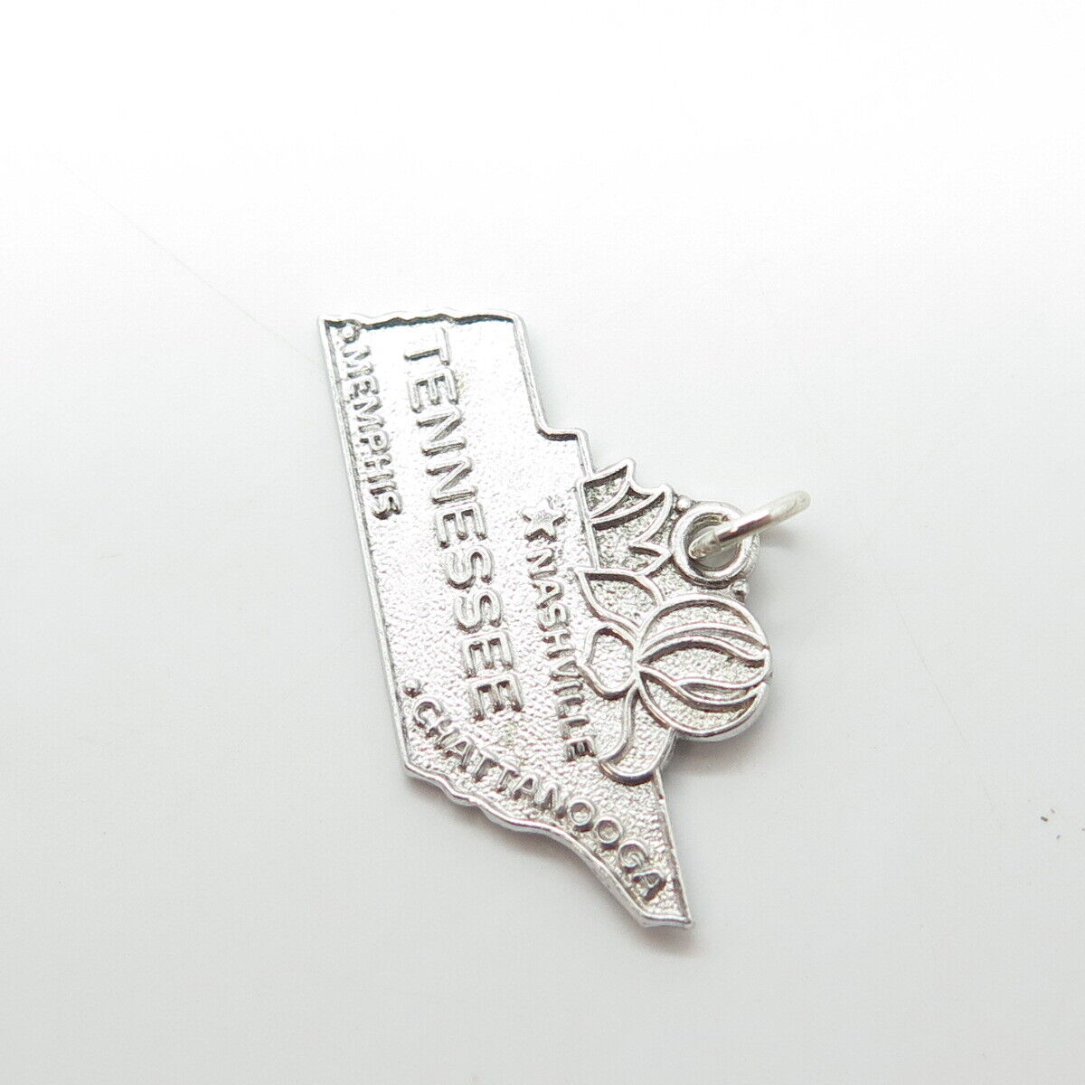 WELLS 925 Sterling Silver Vintage Tennessee Volunteer State Map Charm Pendant