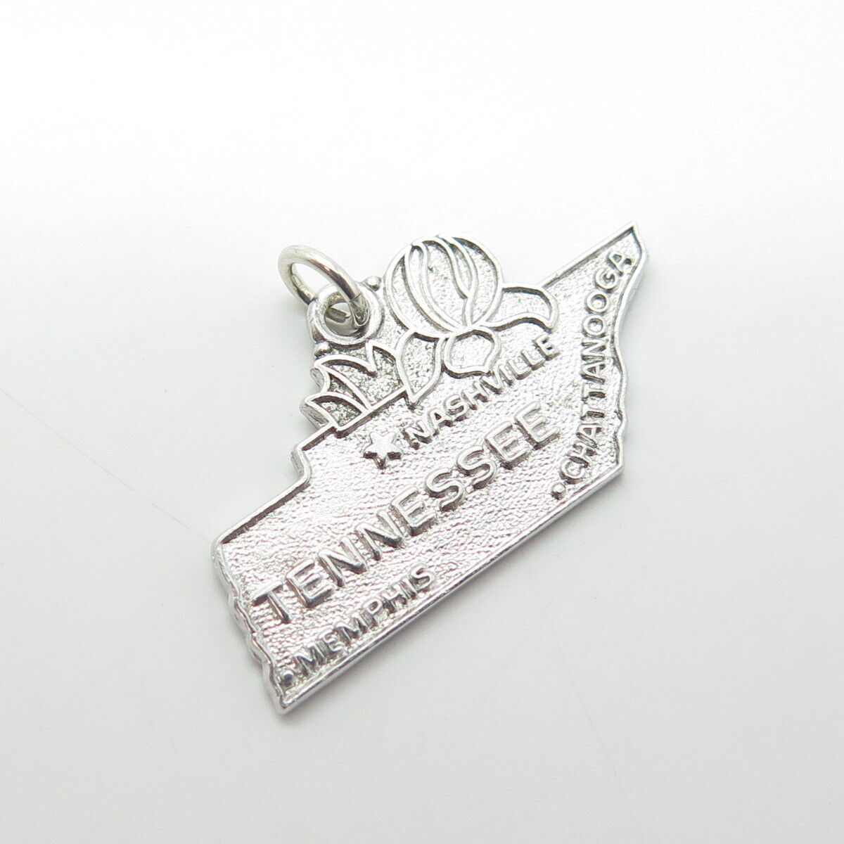 WELLS 925 Sterling Silver Vintage Tennessee Volunteer State Map Charm Pendant