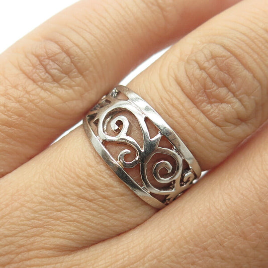 925 Sterling Silver Vintage Ornate Swirl Ring Size 5.75
