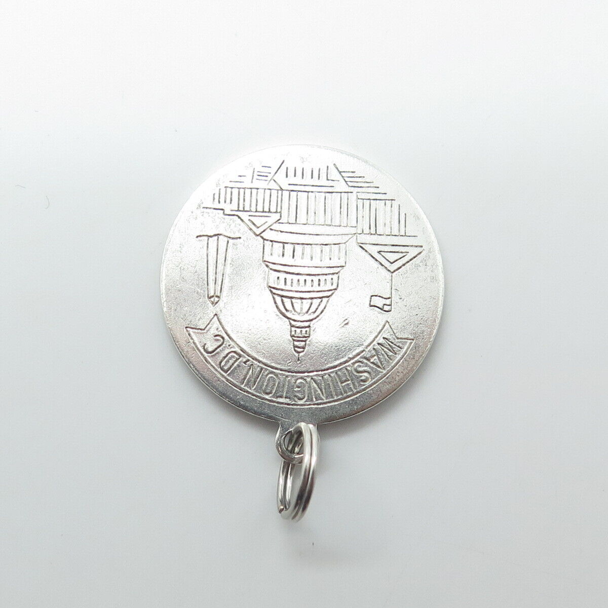 ROSECRAFT 925 Sterling Silver Vintage Washington DC Round Pendant