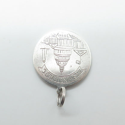 ROSECRAFT 925 Sterling Silver Vintage Washington DC Round Pendant