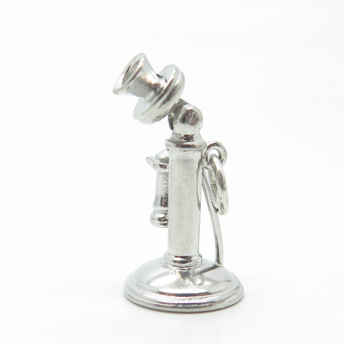 WELLS 925 Sterling Silver Antique Art Deco Candlestick Telephone Charm Pendant