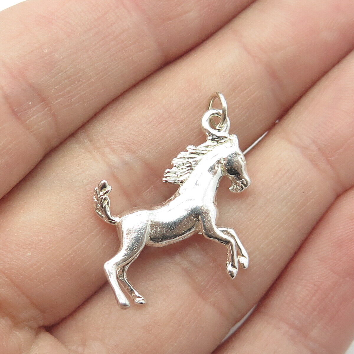 925 Sterling Silver Vintage Racing Horse Charm Pendant