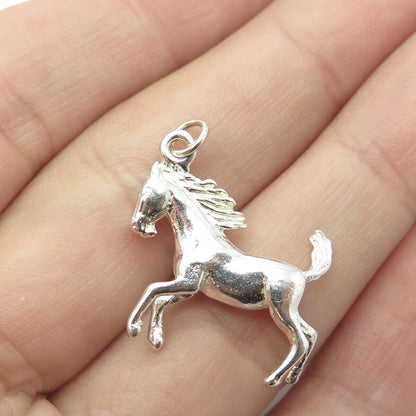 925 Sterling Silver Vintage Racing Horse Charm Pendant