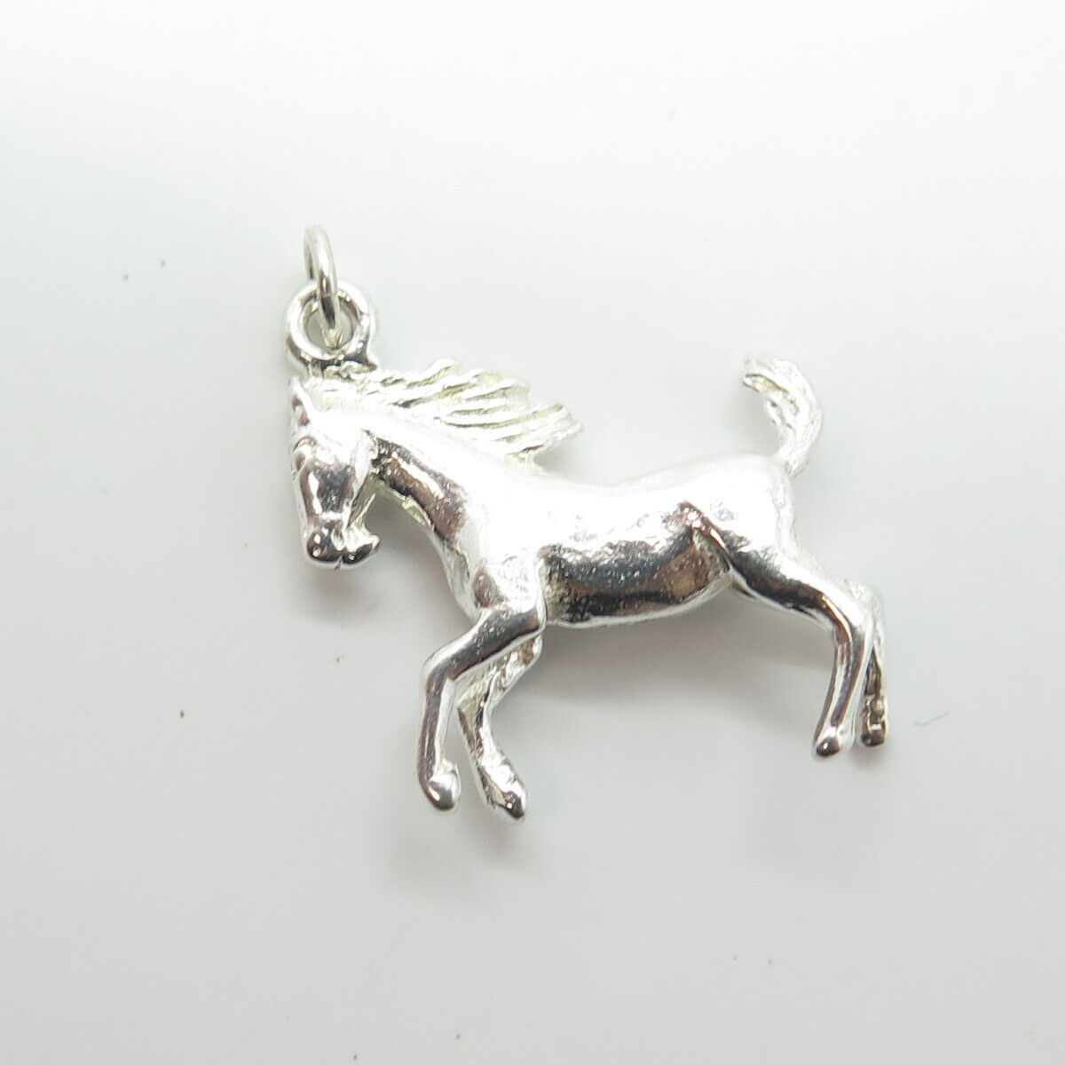 925 Sterling Silver Vintage Racing Horse Charm Pendant