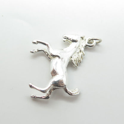 925 Sterling Silver Vintage Racing Horse Charm Pendant