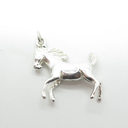 925 Sterling Silver Vintage Racing Horse Charm Pendant