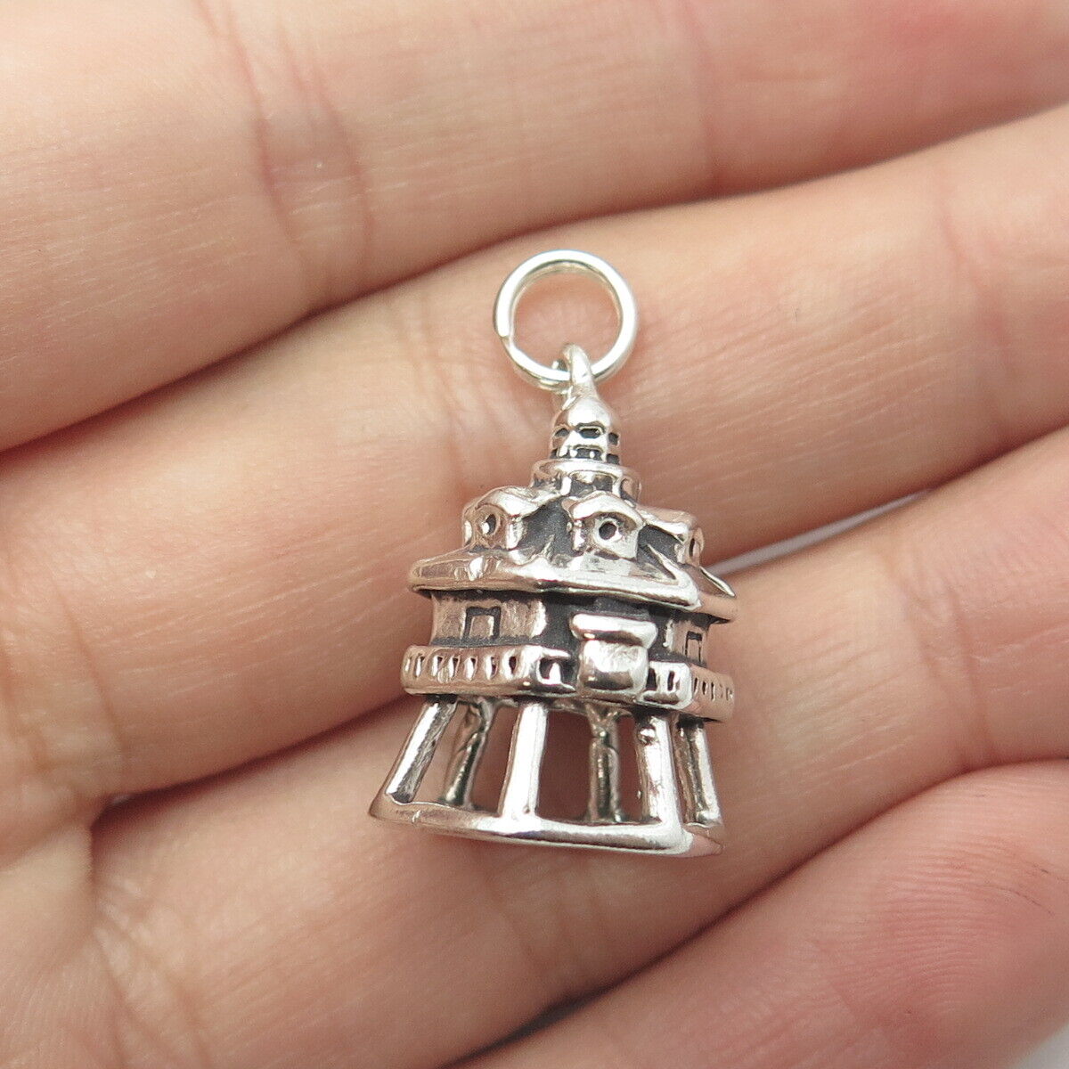 SUNWEST 925 Sterling Silver Vintage Thomas Point Lighthouse Charm Pendant