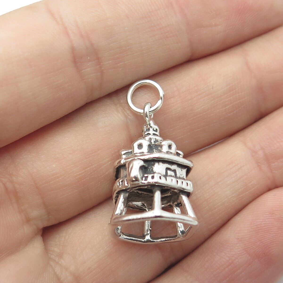 SUNWEST 925 Sterling Silver Vintage Thomas Point Lighthouse Charm Pendant