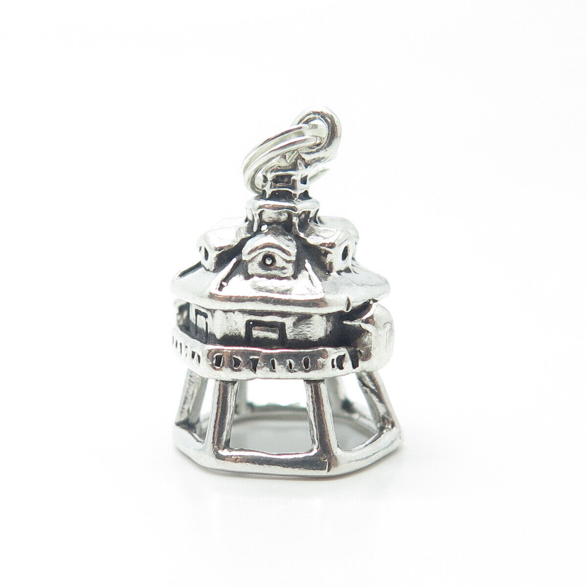 SUNWEST 925 Sterling Silver Vintage Thomas Point Lighthouse Charm Pendant