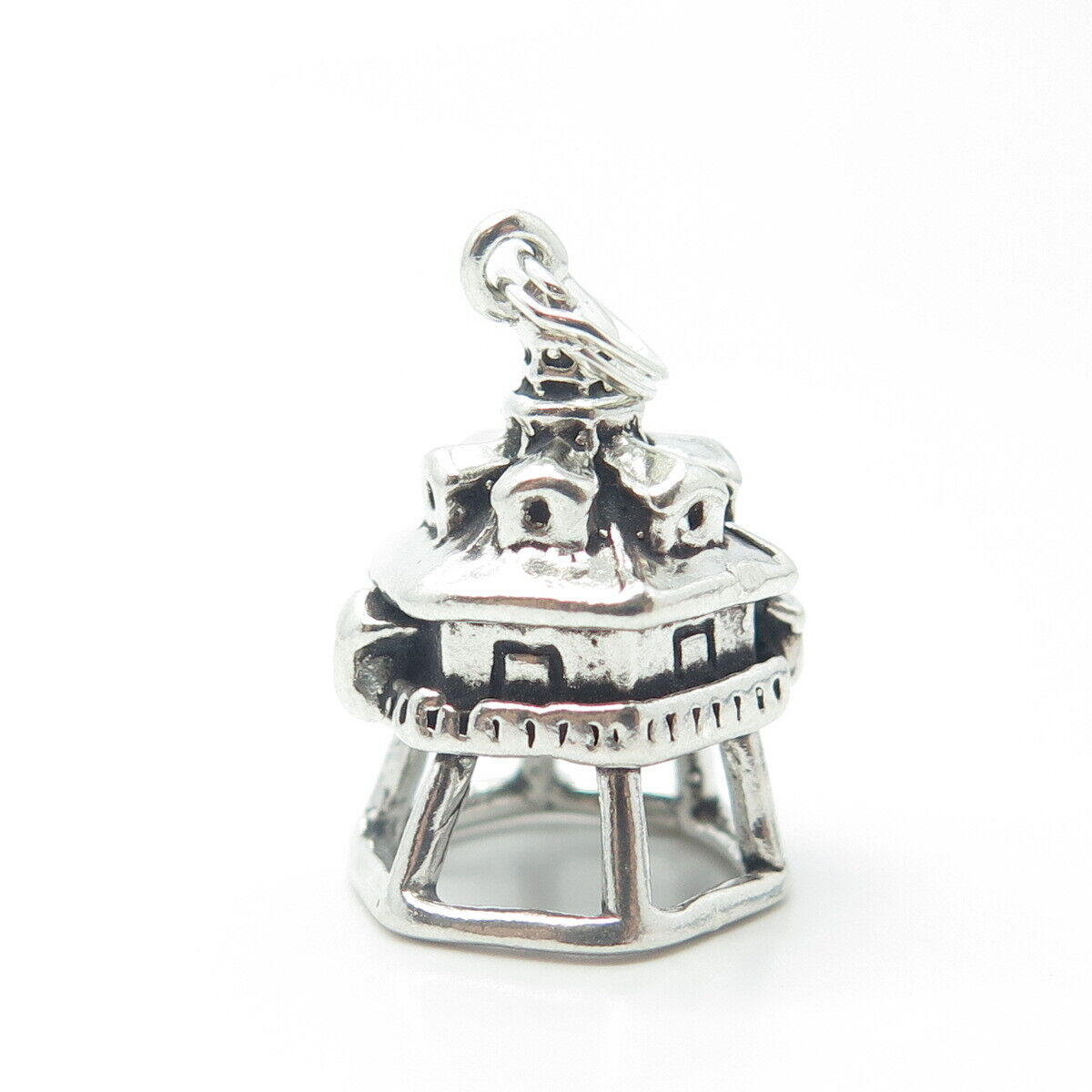 SUNWEST 925 Sterling Silver Vintage Thomas Point Lighthouse Charm Pendant