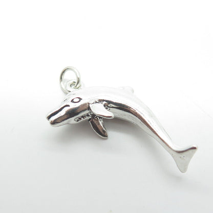 925 Sterling Silver Vintage Friendly Dolphin Charm  Pendant