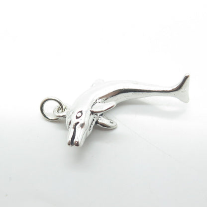 925 Sterling Silver Vintage Friendly Dolphin Charm  Pendant