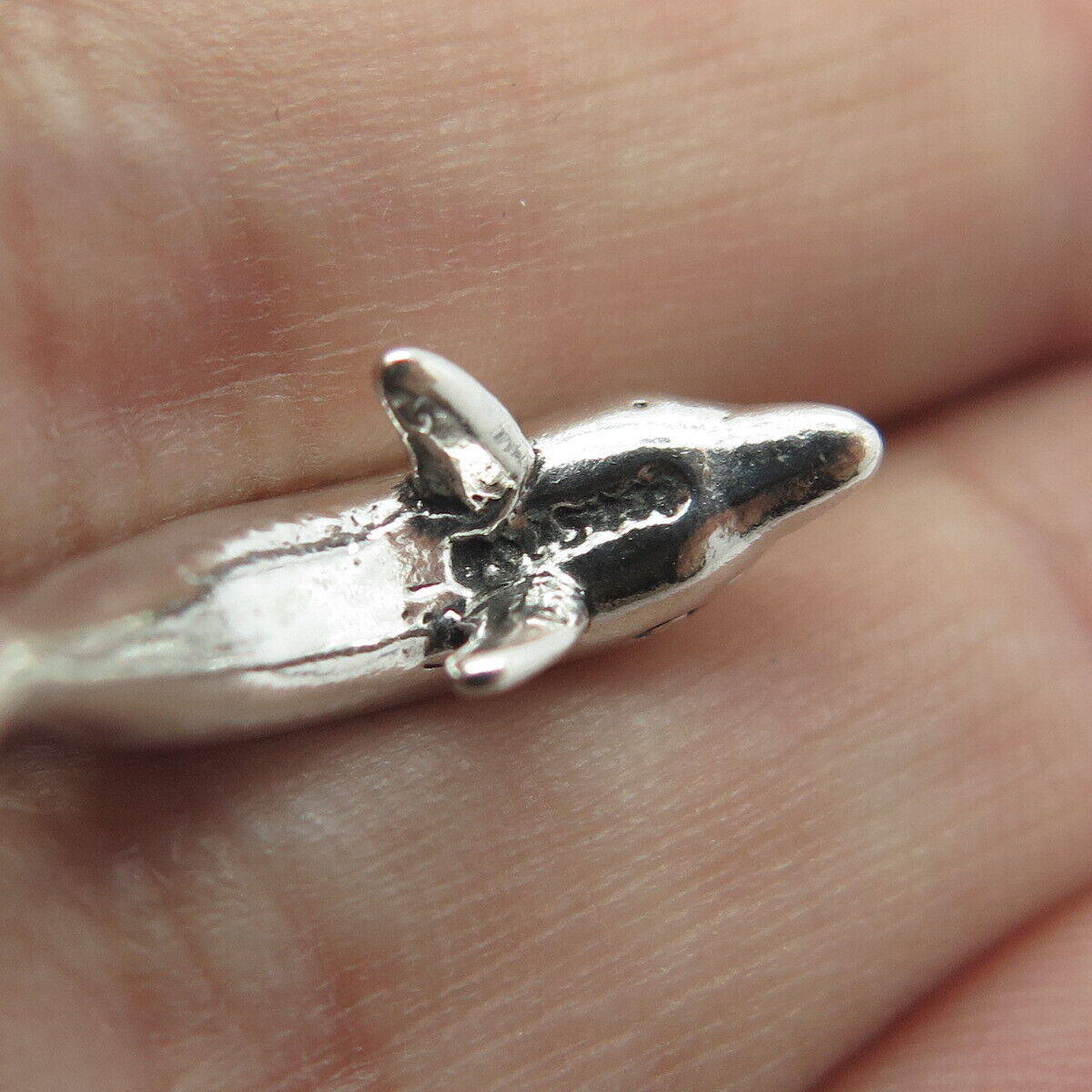 925 Sterling Silver Vintage Friendly Dolphin Charm  Pendant