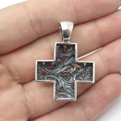 925 Sterling Silver Vintage Ornate Cross Pendant