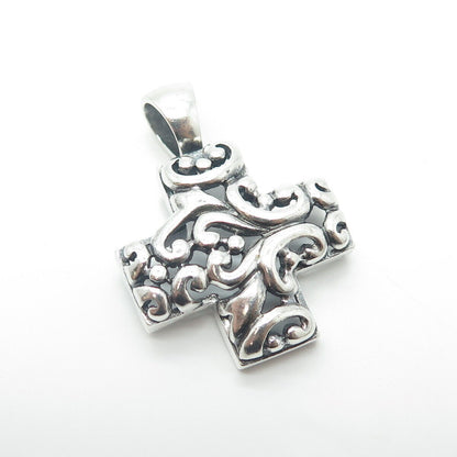 925 Sterling Silver Vintage Ornate Cross Pendant