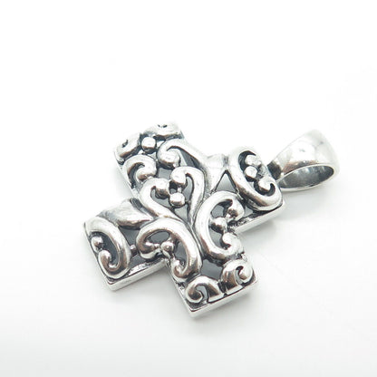 925 Sterling Silver Vintage Ornate Cross Pendant