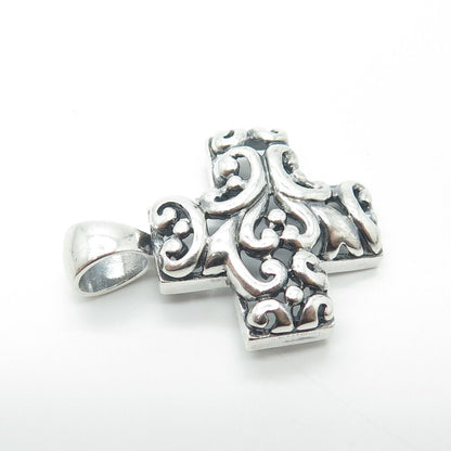 925 Sterling Silver Vintage Ornate Cross Pendant