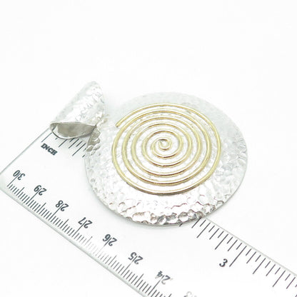 DOMINIQUE DINOUART Sterling Silver 2-Tone Vintage Mexico Spiral Large Pendant