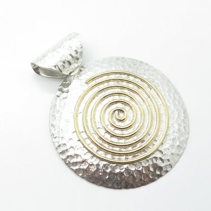 DOMINIQUE DINOUART Sterling Silver 2-Tone Vintage Mexico Spiral Large Pendant