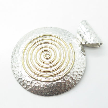 DOMINIQUE DINOUART Sterling Silver 2-Tone Vintage Mexico Spiral Large Pendant