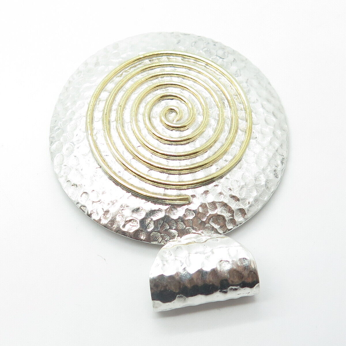 DOMINIQUE DINOUART Sterling Silver 2-Tone Vintage Mexico Spiral Large Pendant