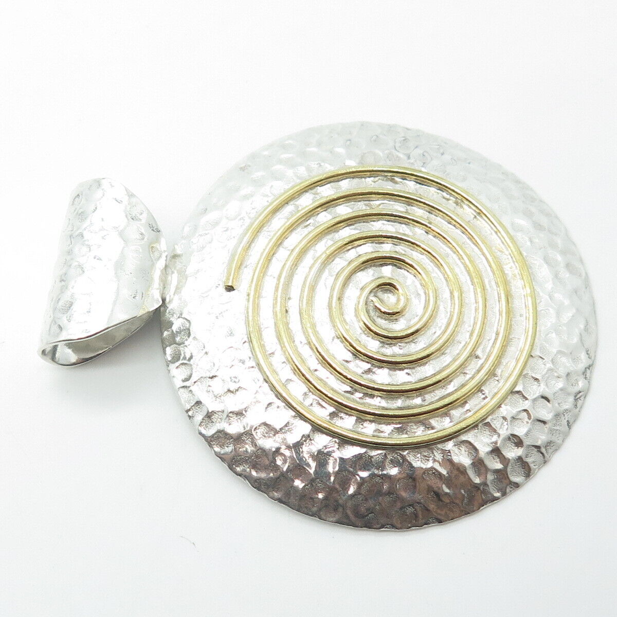 DOMINIQUE DINOUART Sterling Silver 2-Tone Vintage Mexico Spiral Large Pendant