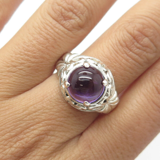 CHUCK CLEMENCY 925 Sterling Silver Vintage Real Amethyst Gem Ring Size 9