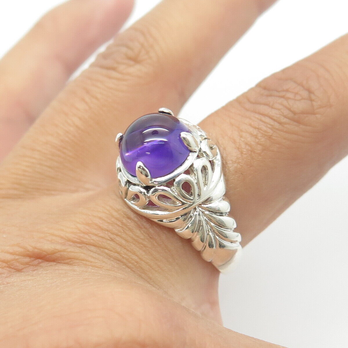 CHUCK CLEMENCY 925 Sterling Silver Vintage Real Amethyst Gem Ring Size 9