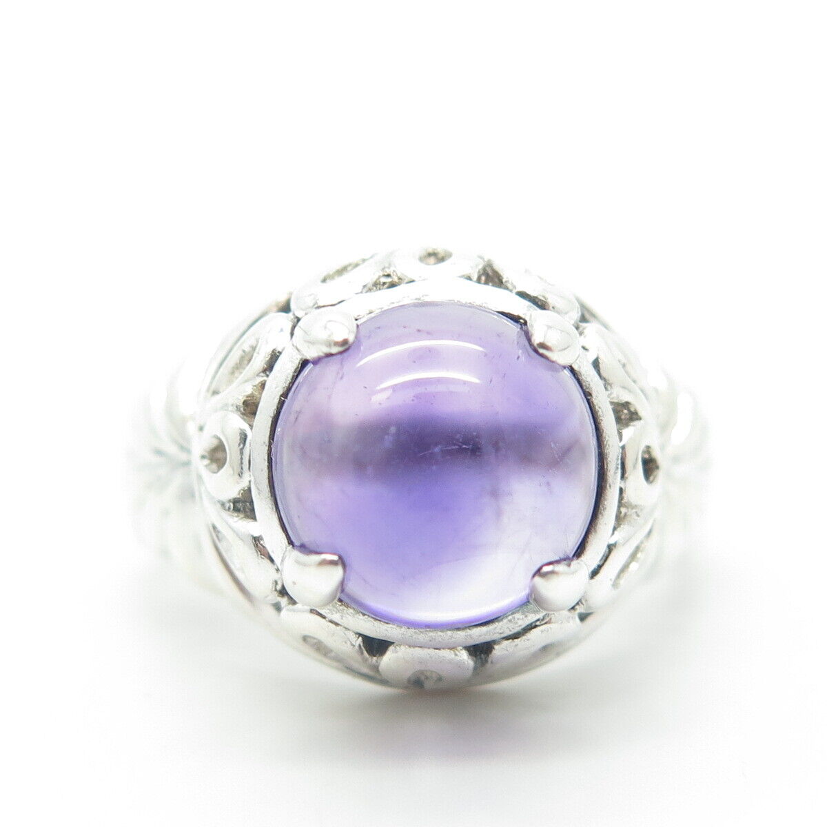 CHUCK CLEMENCY 925 Sterling Silver Vintage Real Amethyst Gem Ring Size 9