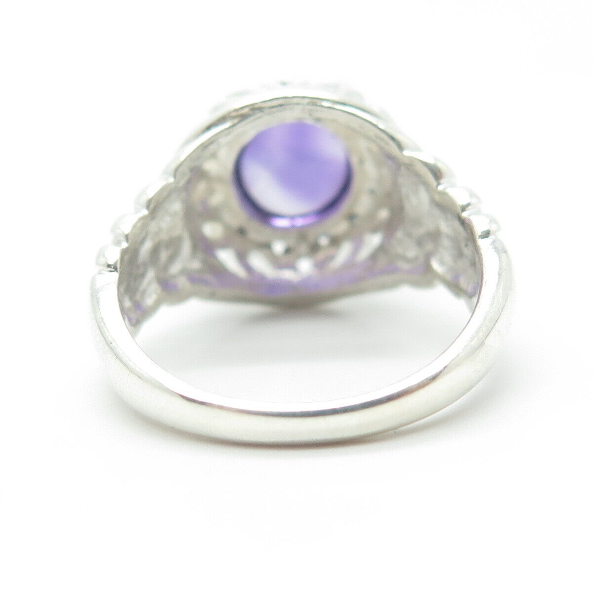 CHUCK CLEMENCY 925 Sterling Silver Vintage Real Amethyst Gem Ring Size 9