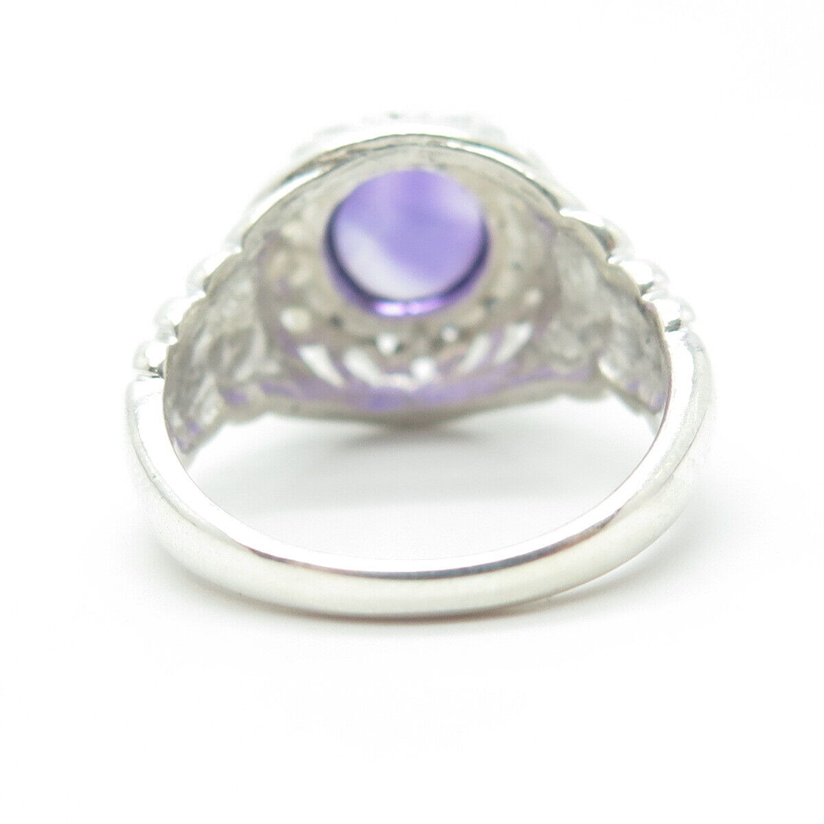 CHUCK CLEMENCY 925 Sterling Silver Vintage Real Amethyst Gem Ring Size 9