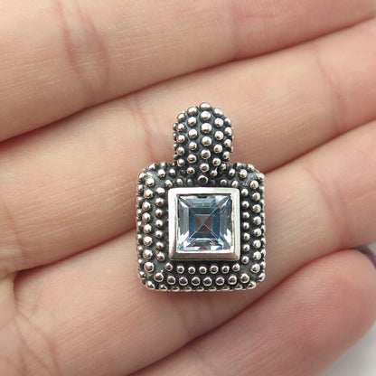 CHAPAL ZENRAY 925 Sterling Silver Vintage Real Princess Blue Topaz Pendant